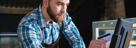 A server using a gift card