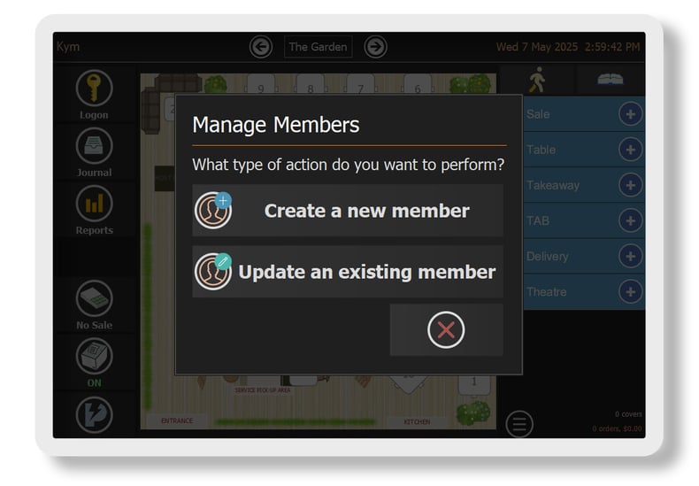 Aura POS sign up on tablet