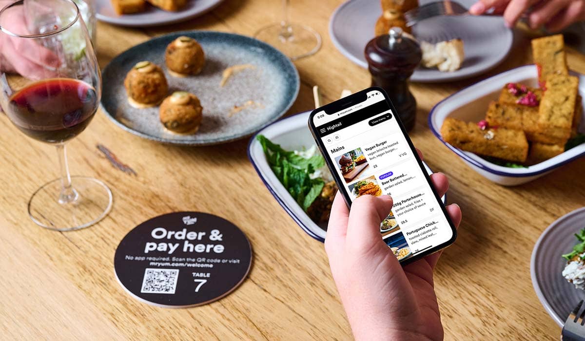 Using Mr Yum on a mobile at a restaurant
