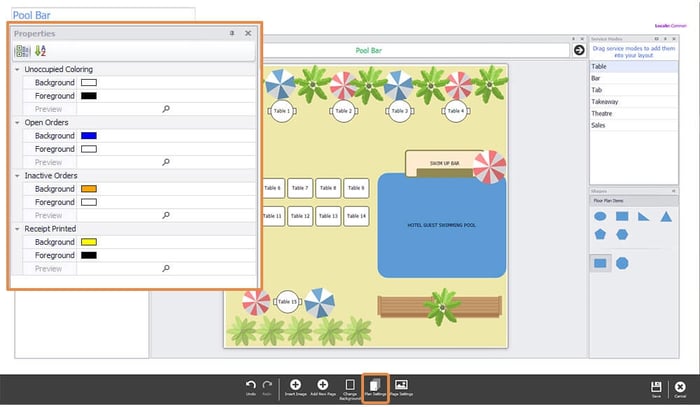 Triniteq PowerEPOS Floor Plans - table management settings