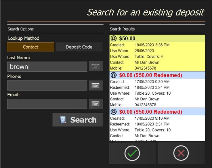 Manage deposits
