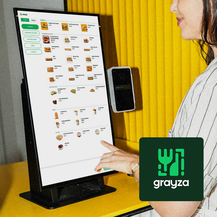 Grayza software on a self-serve kiosk