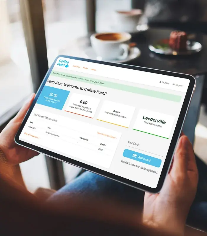 A customer accessing their member portal on a tablet