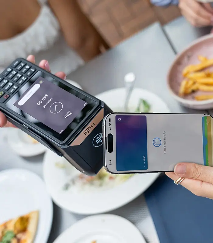 Paying via Zero Payments with phone in a restaurant