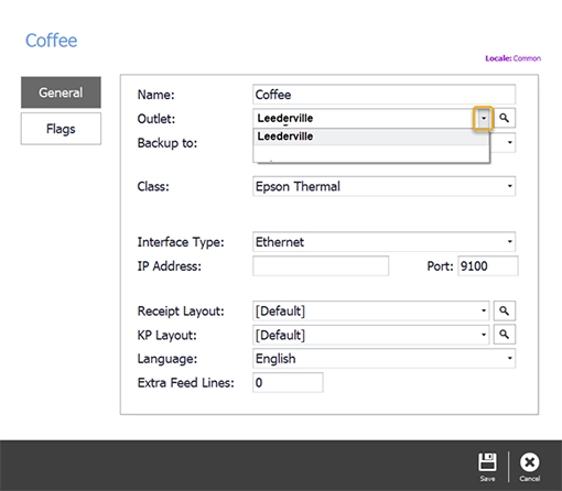 Select the outlet using the drop down arrow 