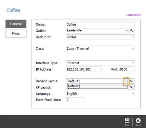 Select your receipt layout 