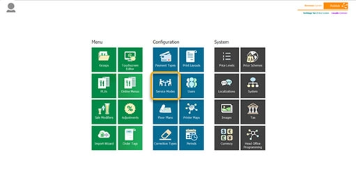 Select Service Modes in the Management Console 