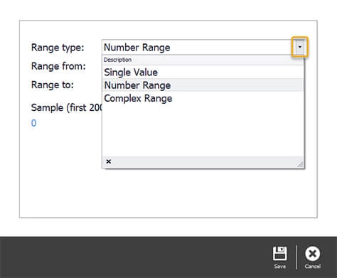 Select number range