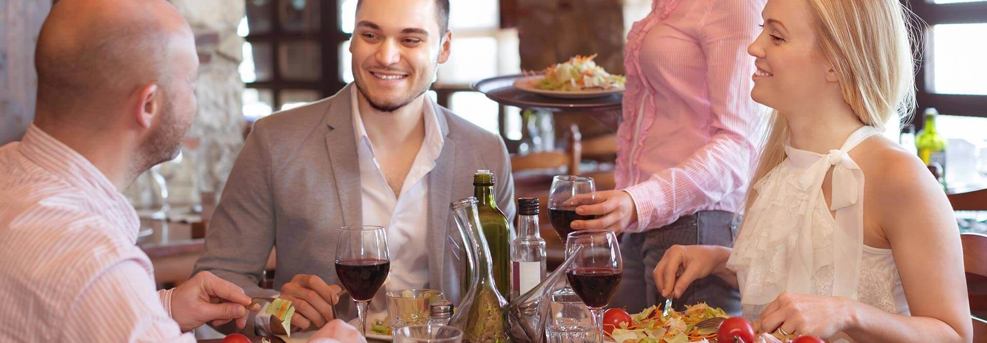 People being served in a restaurant