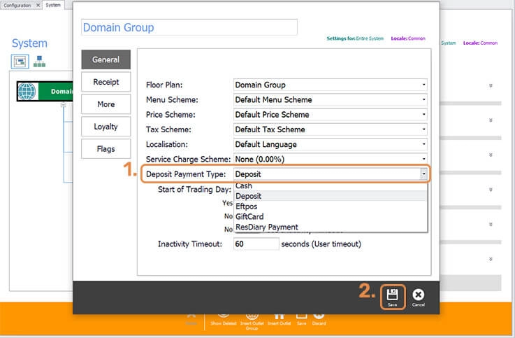 System deposit payment type