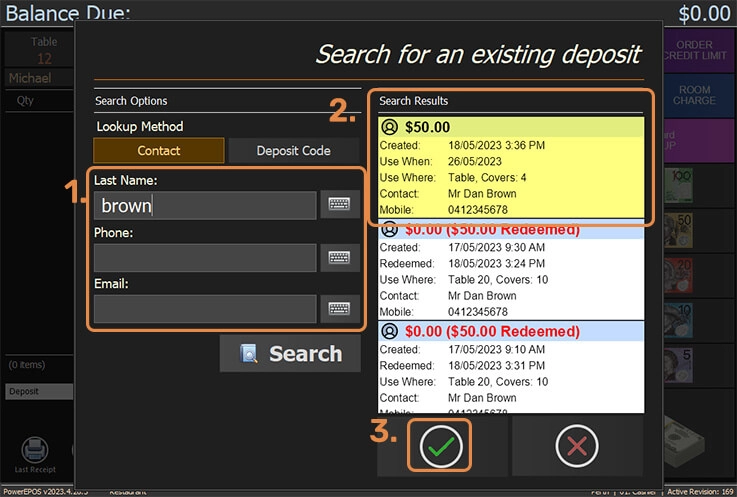 Search for deposit ro redeem