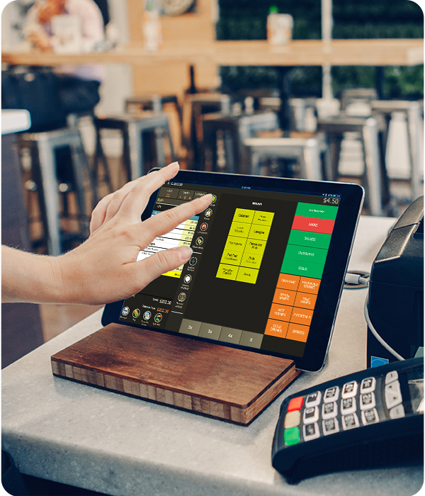 Triniteq POS Software displayed on a tablet with an EFTPOS terminal